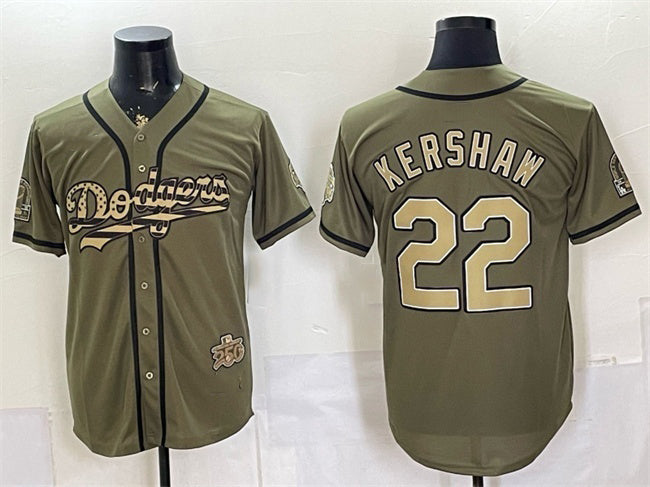Los Angeles Dodgers #22 Clayton Kershaw Olive MWATKINS 2026 Armed Forces Day Stitched Jersey