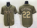 Los Angeles Dodgers #22 Clayton Kershaw Olive MWATKINS 2026 Armed Forces Day Stitched Jersey