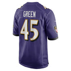 B.Ravens #45 Mike Green Purple MWATKINS Team Game Jersey