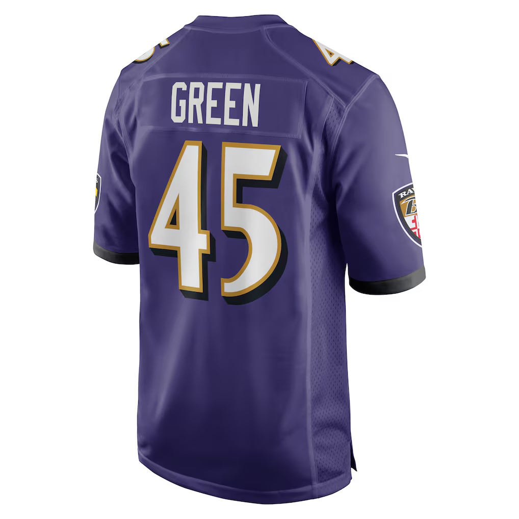 B.Ravens #45 Mike Green Purple MWATKINS Team Game Jersey