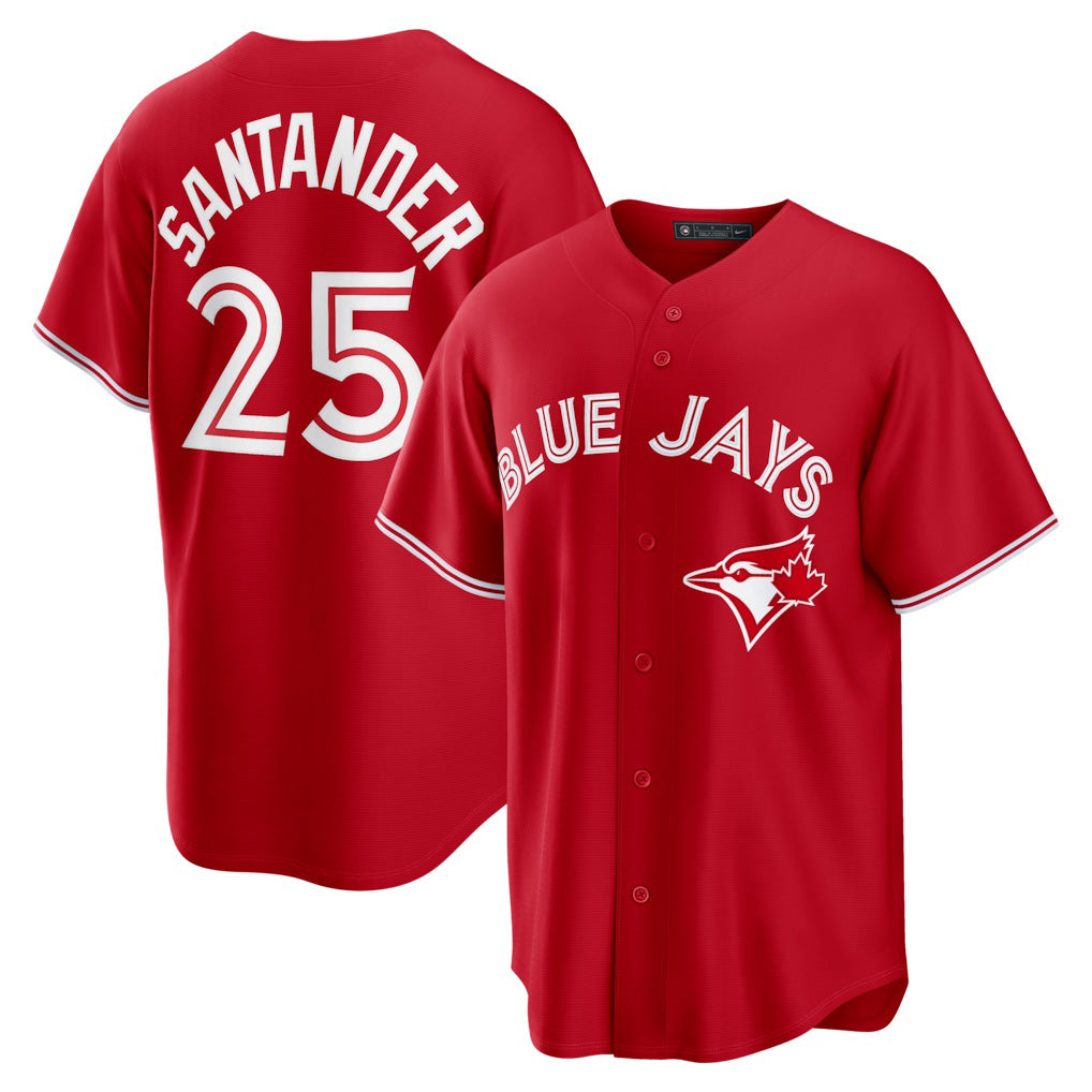 Toronto Blue Jays #25 Anthony Santander Red MWATKINS Canada Day Replica Jersey