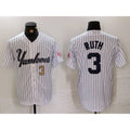 New York Yankees #3 Babe Ruth White MWATKINS Pinstripe Fashion Cool Base Jerseys 2