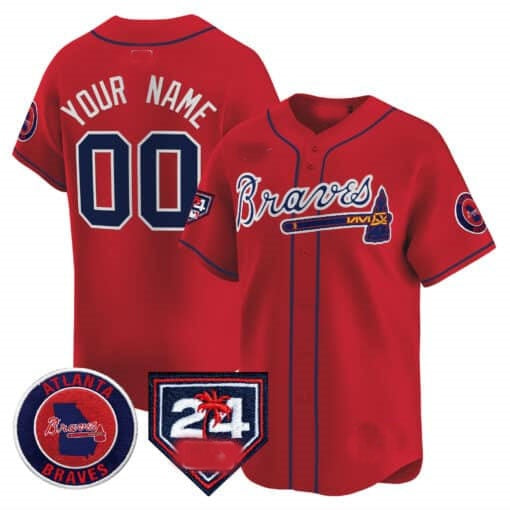Custom Atlanta Braves 2024 Spring Training Patch Vapor Premier Limited Jersey ¨C Red MWATKINS
