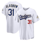 Los Angeles Dodgers #31 Tyler Glasnow White MWATKINS 2026 Gold Collection Stadium Jersey