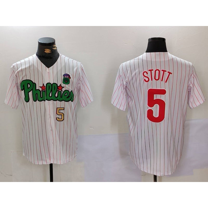 Philadelphia Phillies #5 Bryson Stott White Green MWATKINS Cool Base Stitched Jerseys