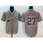 Houston Astros #27 Jose Altuve Gray MWATKINS With Patch Cool Base Stitched Jersey