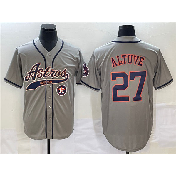 Houston Astros #27 Jose Altuve Gray MWATKINS With Patch Cool Base Stitched Jersey