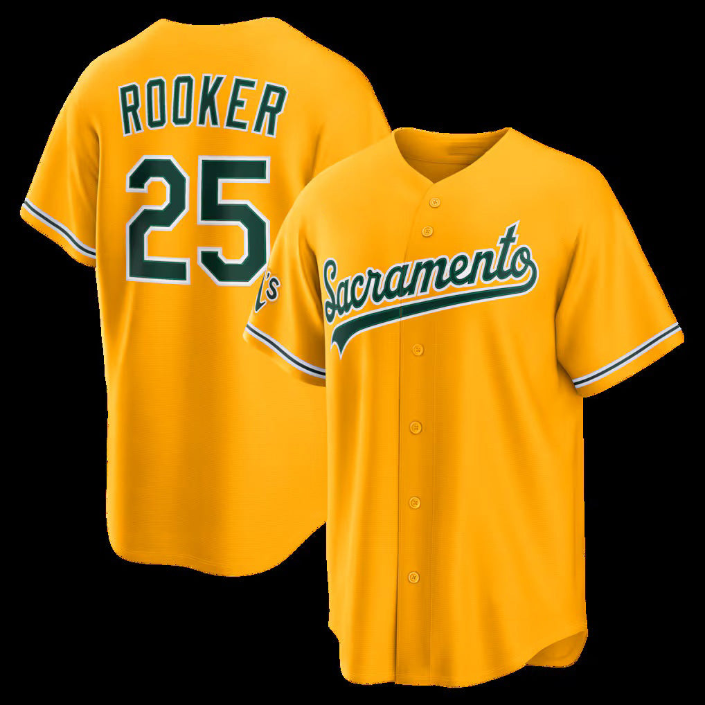 Oakland Athletics #25 Brent Rooker Gold MWATKINS Alternate Stadium Jersey