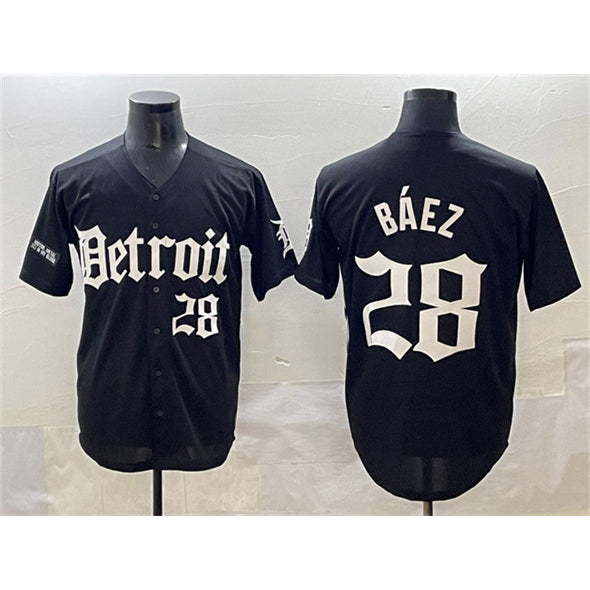 Detroit Tigers #28 Javier B¨¢ez Black MWATKINS 'Motor Gothic Edition' Vapor Premier Limited Stitched Jersey
