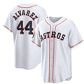 Houston Astros #44 Yordan Alvarez White MWATKINS 2022 World Series Home Stitched Jersey