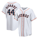 Houston Astros #44 Yordan Alvarez White MWATKINS 2022 World Series Home Stitched Jersey