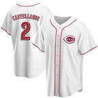 Cincinnati Reds #2 Nick Castellanos White MWATKINS 2021 Replica Home Jersey