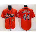 Houston Astros #44 Yordan Alvarez Number Orange MWATKINS With Patch Cool Base Stitched Jersey