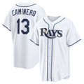 Tampa Bay Rays #13 Junior Caminero White MWATKINS Home Replica Jersey