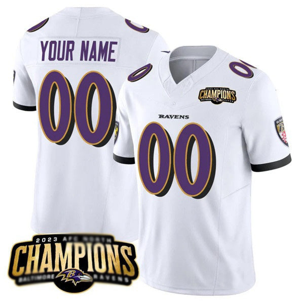 Custom B.Ravens Active Player White MWATKINS 2023 F.U.S.E. AFC North Champions Vapor Limited Stitched Jersey