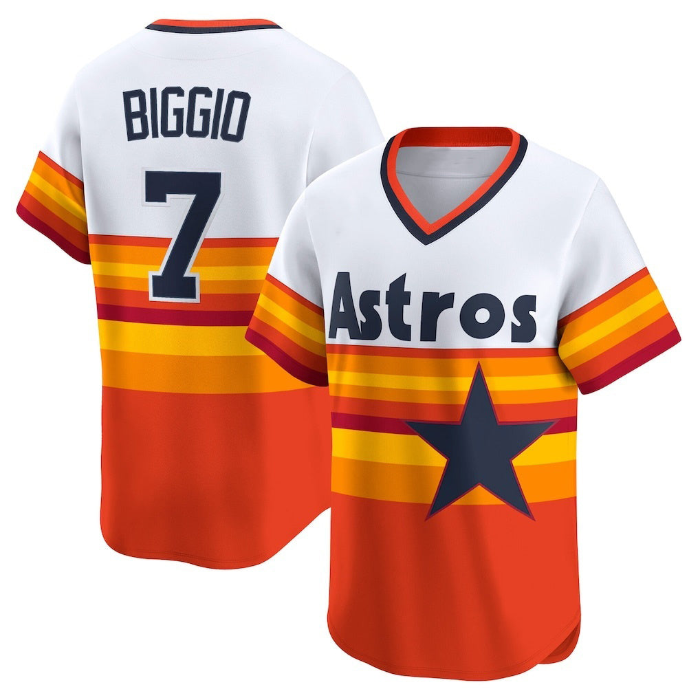 Houston Astros #7 Craig Biggio White MWATKINS Throwback Cooperstown Collection Limited Player Jersey