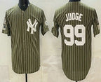 New York Yankees #99 Aaron Judge Olive MWATKINS Pinstripe 2026 Armed Forces Day Salute To Service Jersey