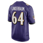 B.Ravens #64 Tyler Linderbaum Purple MWATKINS Player Game Jersey
