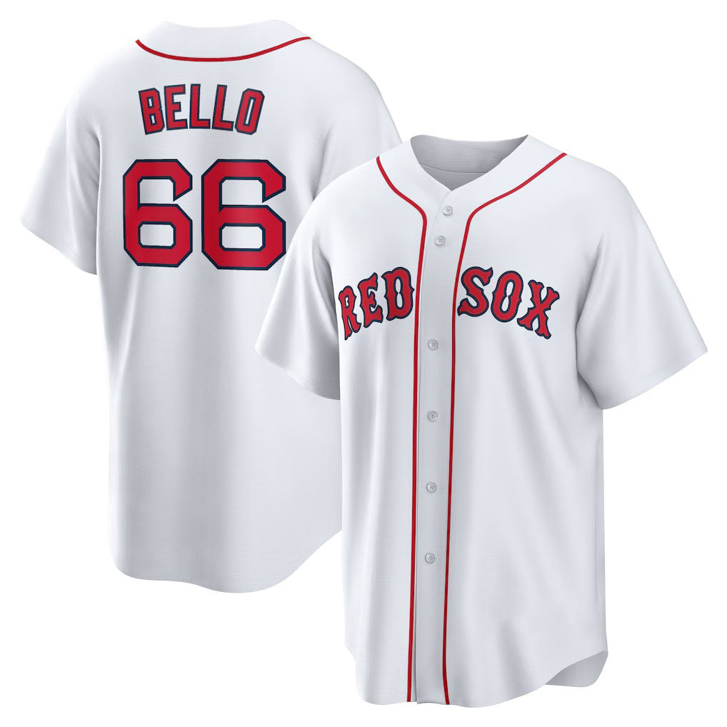 Boston Red Sox #66 Brayan Bello White MWATKINS Home Replica Jersey