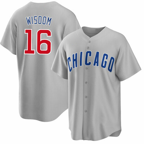 Chicago Cubs #16 Patrick Wisdom Gray MWATKINS Cool Base Stitched Jersey