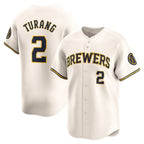 Milwaukee Brewers #2 Brice Turang Cream MWATKINS Limited Jersey