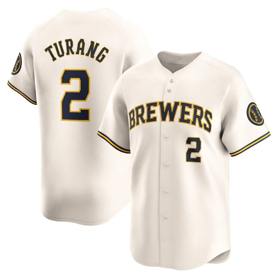 Milwaukee Brewers #2 Brice Turang Cream MWATKINS Limited Jersey