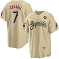 Arizona Diamondbacks #7 Corbin Carroll Gold MWATKINS 2023 World Series City Connect Cool Base Stitched Jersey