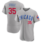 Chicago Cubs #35 Justin Steele Gray MWATKINS Road Flex Base Player Jersey