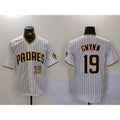 San Diego Padres #19 Tony Gwynn White MWATKINS Team Logo Stitched Cool Base Jerseys