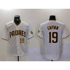 San Diego Padres #19 Tony Gwynn White MWATKINS Team Logo Stitched Cool Base Jerseys