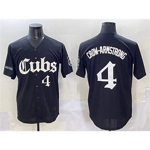 Chicago Cubs #4 Pete Crow-Armstrong Black MWATKINS 'Gothic North Side Edition' Vapor Premier Limited Stitched Jersey