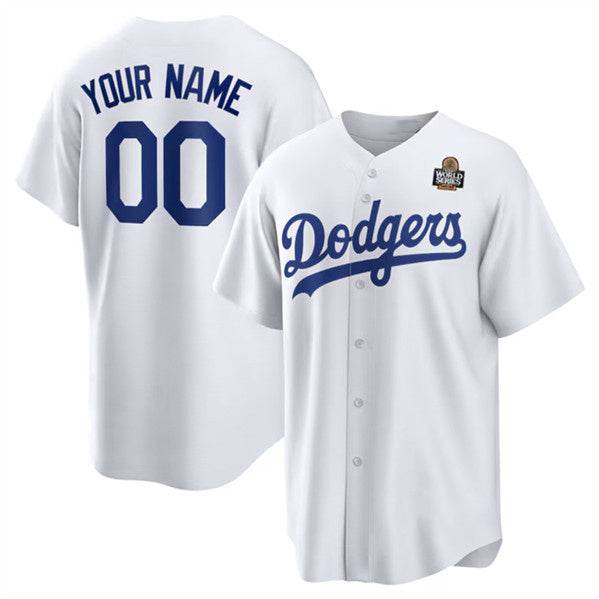 Custom Los Angeles Dodgers Active Player White MWATKINS 2024 World Series Cool Base Stitched Jersey