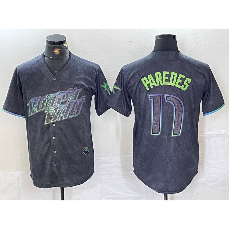 Tampa Bay Rays #17 Isaac Paredes Charcoal MWATKINS 2024 City Connect Limited Cool Base Jersey