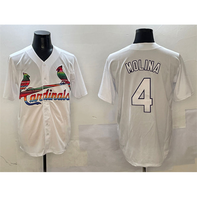 St. Louis Cardinals #4 Yadier Molina White MWATKINS Cool Base Stitched Jersey