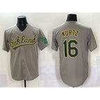 Oakland Athletics #16 Nick Kurtz Grey MWATKINS Cool Base Stitched Baseball Jersey