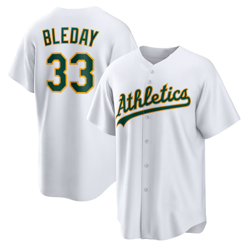 Oakland Athletics #33 JJ Bleday White MWATKINS Home Replica Jersey