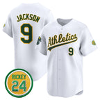 Oakland Athletics #9 Reggie Jackson White MWATKINS 2024 Home Limited With Rickey Henderson Patch Stitched Jersey