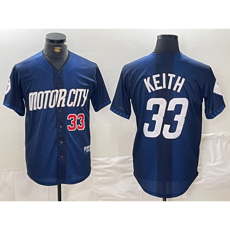 Detroit Tigers #33 Colt Keith 2024 Navy MWATKINS City Connect Cool Base Limited Stitched Jerseys