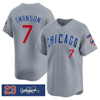 Chicago Cubs #7 Dansby Swanson Gray MWATKINS 'Ryne Sandberg Tribute' Vapor Limited V3 Stitched Jersey
