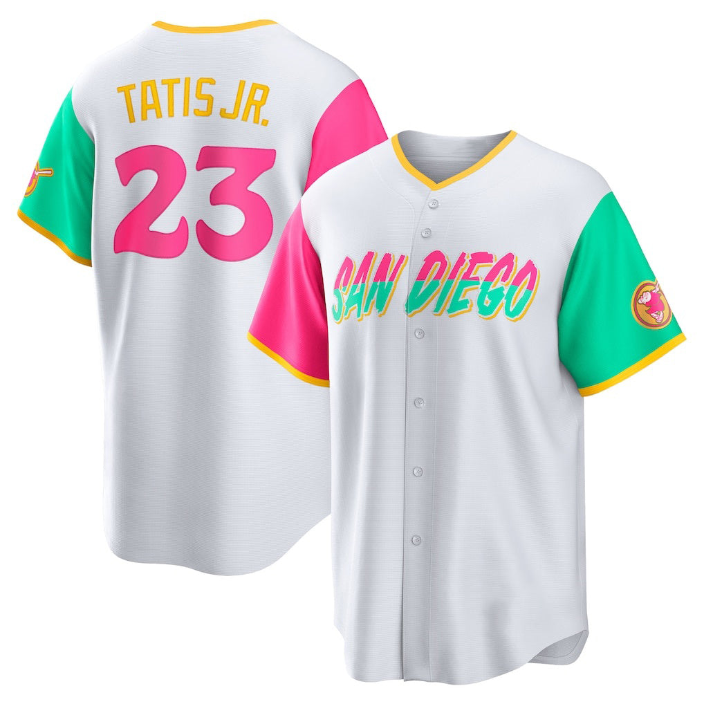 San Diego Padres #23 Fernando Tatis Jr. White MWATKINS City Connect Replica Player Jersey