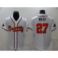 Atlanta Braves #27 Austin Riley 2022 White Gold MWATKINS World Series Champions Program Cool Base Stitched Jersey