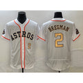 Houston Astros #2 Alex Bregman Number 2023 White Gold MWATKINS World Serise Champions Patch Flex Base Stitched Jersey