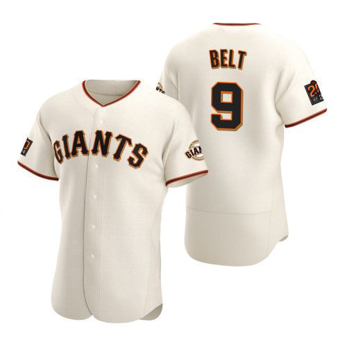 San Francisco Giants #9 Brandon Belt 2020 Cream MWATKINS Jersey