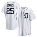Detroit Tigers #25 Gleyber Torres White MWATKINS Home Replica Jersey