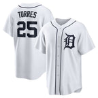 Detroit Tigers #25 Gleyber Torres White MWATKINS Home Replica Jersey