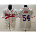 Atlanta Braves #54 Max Fried Number White MWATKINS Cool Base With Patch Stitched Jersey