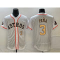 Houston Astros #3 Jeremy Pena Number 2023 White Gold MWATKINS World Serise Champions Patch Flex Base Stitched Jersey 2
