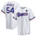 Texas Rangers #54 Mart¨ªn P¨¦rez White MWATKINS 2023 World Series Stitched Jersey