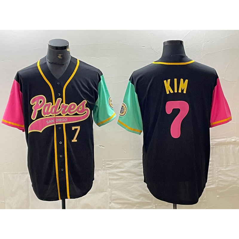 San Diego Padres #7 Ha Seong Kim Number Black MWATKINS NEW 2023 City Connect Cool Base Stitched Jersey