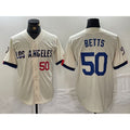 Los Angeles Dodgers #50 Mookie Betts Number Cream MWATKINS 2024 City Connect Limited Stitched Jersey 2